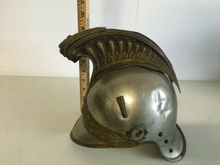 Antique French Cuirassier Cavalry Helmet Full Size Labeled 141 Leather in tact 12