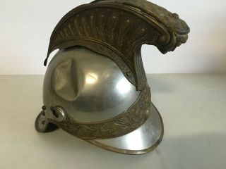 Antique French Cuirassier Cavalry Helmet Full Size Labeled 141 Leather In Tact