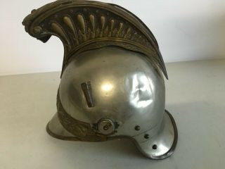 Antique French Cuirassier Cavalry Helmet Full Size Labeled 141 Leather in tact 2