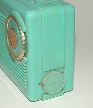 Vintage CROWN PR - 530 Turquoise 4 Tube Hybrid Portable Radio 1950s 2