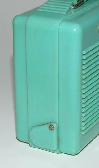 Vintage CROWN PR - 530 Turquoise 4 Tube Hybrid Portable Radio 1950s 3