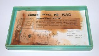 Vintage CROWN PR - 530 Turquoise 4 Tube Hybrid Portable Radio 1950s 7