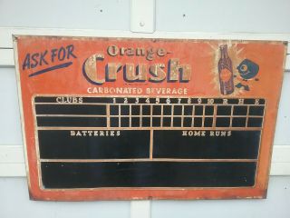 Vintage Orange Crush Embossed Tin Sign 1930 