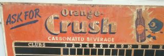 Vintage Orange Crush Embossed Tin Sign 1930 ' s Stout Comp.  Baseball Scoreboard 9