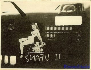 Org.  Nose Art Photo: B - 24 Bomber " Snafu Ii "