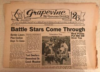 Wwii Paper Grapevine 26th Infantry Division Yd 1 July 1945 Czechoslovakia