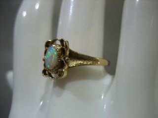 ESTATE VINTAGE 14K SOLID YELLOW FLORENTINE GOLD LADIE ' S OPAL RING SIZE 5 4