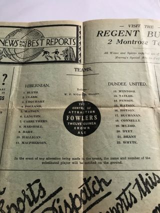 Rare 1932 Hibernian Hibs Dundee Utd Programme 4