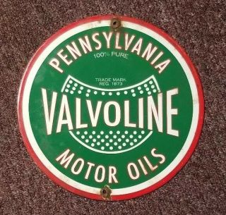 Vintage Old Valvoline Pure Penn Motor Oils Porcelain Gas Station Sign