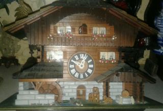 Vintage German Musical Swiss Movement Chalet Motion Cuckoo Clock Parts/repair