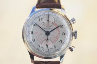 GORGEOUS VINTAGE GALLET CHRONOGRAPH WATCH RARE SNAIL DIAL Serviced Venus170 NR 2