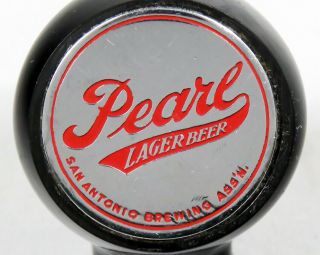 Vintage Pearl Lager Beer Ball Tap Knob Handle San Antonio Brewing Black Silver 2