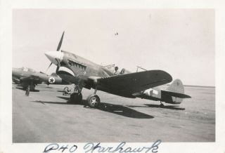 1944 Usaaf Atc 7th Fs Nd Airplane Photo 4 P - 40 Warhawk,  Shark Or Tiger Teeth