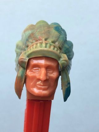 Pez Vintage No Feet Chief With Marbled Headdress