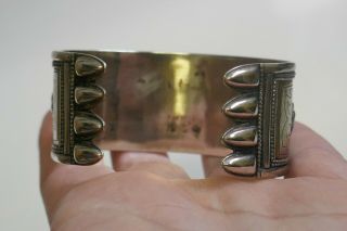 Antique Persian Silver & Gold Tone Inlay Bracelet - 6.  5 