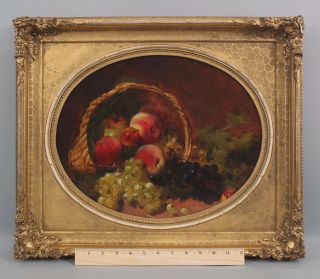 Antique 19thc O/c,  Fruit Still Life,  Oil Painting,  Gold Gilt Frame,