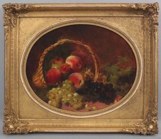 Antique 19thC O/C,  Fruit Still Life,  Oil Painting,  Gold Gilt Frame, 2