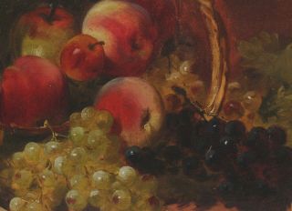 Antique 19thC O/C,  Fruit Still Life,  Oil Painting,  Gold Gilt Frame, 4