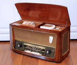 Restored Tefifon T573 German Vintage Tube Radio,  Tefi Player 1950s