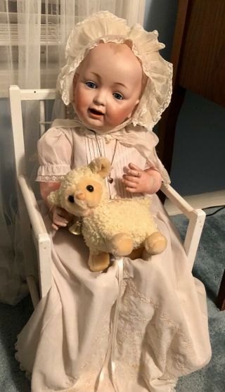 JD Kestner Antique Character Bisque Baby Doll,  Rare Life Sized,  French Bonnet 2