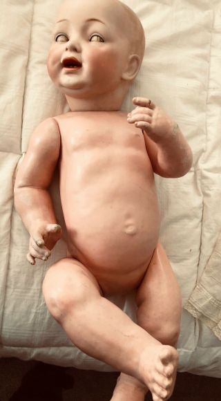 JD Kestner Antique Character Bisque Baby Doll,  Rare Life Sized,  French Bonnet 3