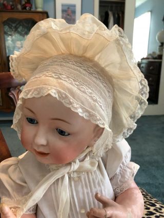 JD Kestner Antique Character Bisque Baby Doll,  Rare Life Sized,  French Bonnet 6