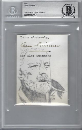 Alec Guinness Signed Cut Signature Sketch Card Star Wars Bas 11007256 Rare