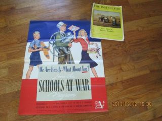 1942 Schools At War Program Poster,  The Instructor Mag - Ideas For War Time Teachin