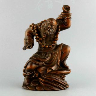 Collectable Antique Boxwood Hand - Carved Bring Luck Bodhidharma Exorcism Statue