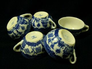 Antique Blue Willow Toy Childs Teacups - Set Of 5 - Made In Japan