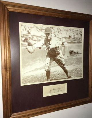 J.  Honus Wagner Baseball Signed Autographed Vintage Framed Cut 19x20 Display
