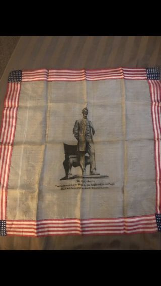 Antique Abraham Lincoln Silk Inauguration Quoted Handkerchief