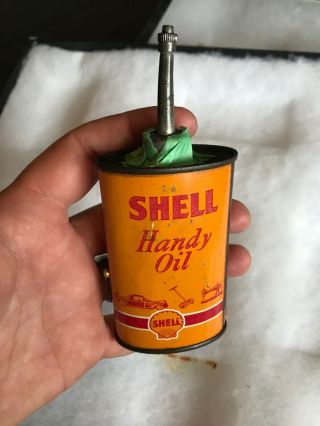 Vintage Handy Oiler Gun Oil Can Tin Lead Top Shell Rare Variety Household Oil