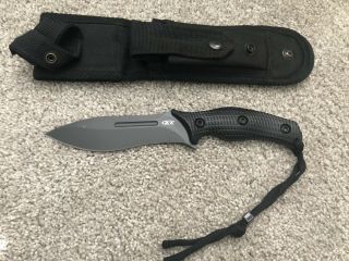 Rare 10 " Zero Tolerance Zt 0100 Tungsten Dlc - Fixed Blade W/ Sheath