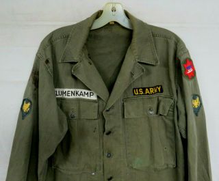 Vintage Ww2 Us Military 40s Hbt Shirt / Jacket 13 Star Buttons Herrinbone Medium