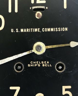 Antique WWII 1945 Maritime Chelsea Ships Bell Clock 7 1/2 “ Overall Diameter 6