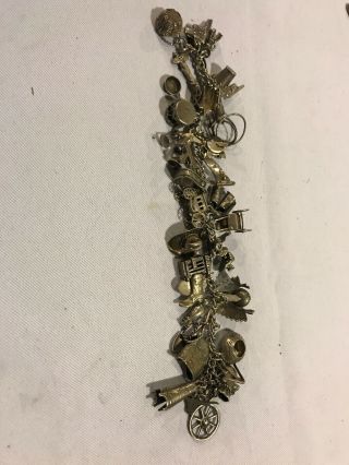 Vintage Elco Sterling Silver Charm Bracelet & Charms 70 Gras/w,  Cowboy,  Old West