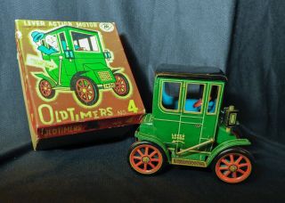 Vintage Modern Toys Japan Old - Timer No 4 Tin Litho Lever Action Car Orig/box