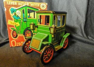 Vintage Modern Toys Japan OLD - TIMER NO 4 TIN Litho Lever Action Car Orig/box 5