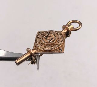 Antique Engraved Kappa Alpha Society Members 14K Gold Watch Key Fob Pendant Pin 2