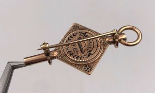 Antique Engraved Kappa Alpha Society Members 14K Gold Watch Key Fob Pendant Pin 5