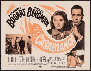 Casablanca Vintage Movie Poster Title Card Bogart 1956
