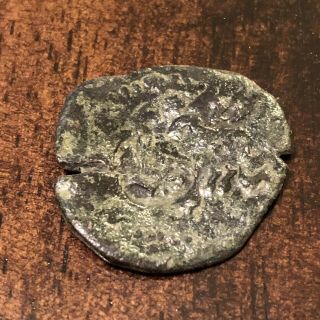 Antique 1500 - 1600’s Spanish Caribbean Pirate Coin Copper Artifact Authentic Cob
