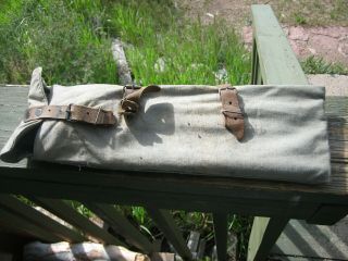 W.  W.  2 German Dated 1941 Tent Pole And Stakes Bag Early Type With Leather Straps