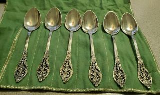 Reed And Barton Sterling Silver Florentine Lace Teaspoons Set Of 6