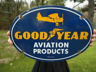 Vintage 1939 Good Year Aviation Products Porcelain Metal Sign