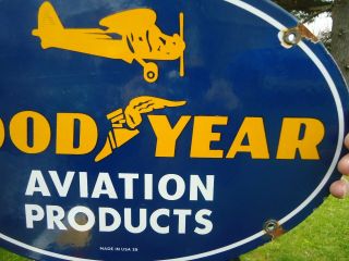 VINTAGE 1939 GOOD YEAR AVIATION PRODUCTS PORCELAIN METAL SIGN 3