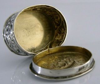 GERMAN 830 SOLID SILVER SNUFF or PILL BOX c1900 ANTIQUE 3