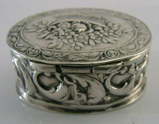 GERMAN 830 SOLID SILVER SNUFF or PILL BOX c1900 ANTIQUE 4