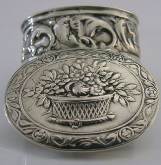 GERMAN 830 SOLID SILVER SNUFF or PILL BOX c1900 ANTIQUE 5